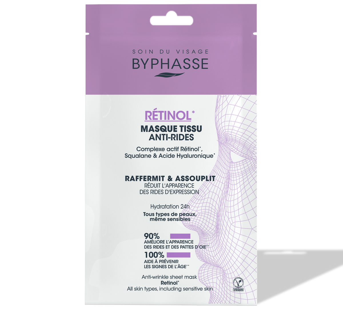 Byphasse MASQUE TISSU ANTI-RIDES RÉTINOL SKIN BOOSTER 18ML JOUR ET NUIT