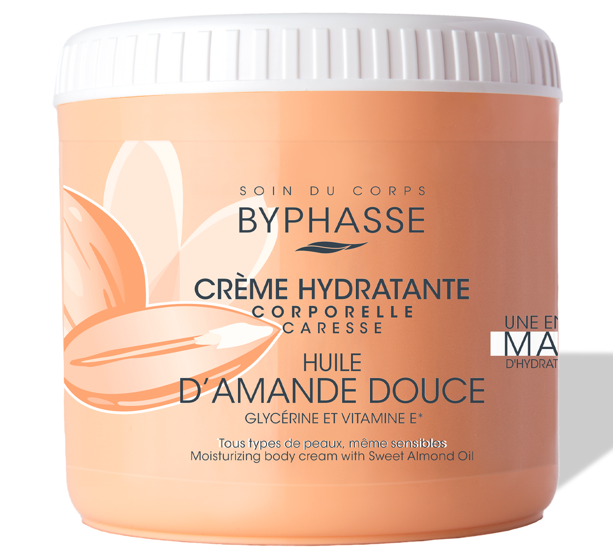 Byphasse CRÈME HYDRATANTE CORPORELLE CARESSE 500ML À L'HUILE D'AMANDE DOUCE