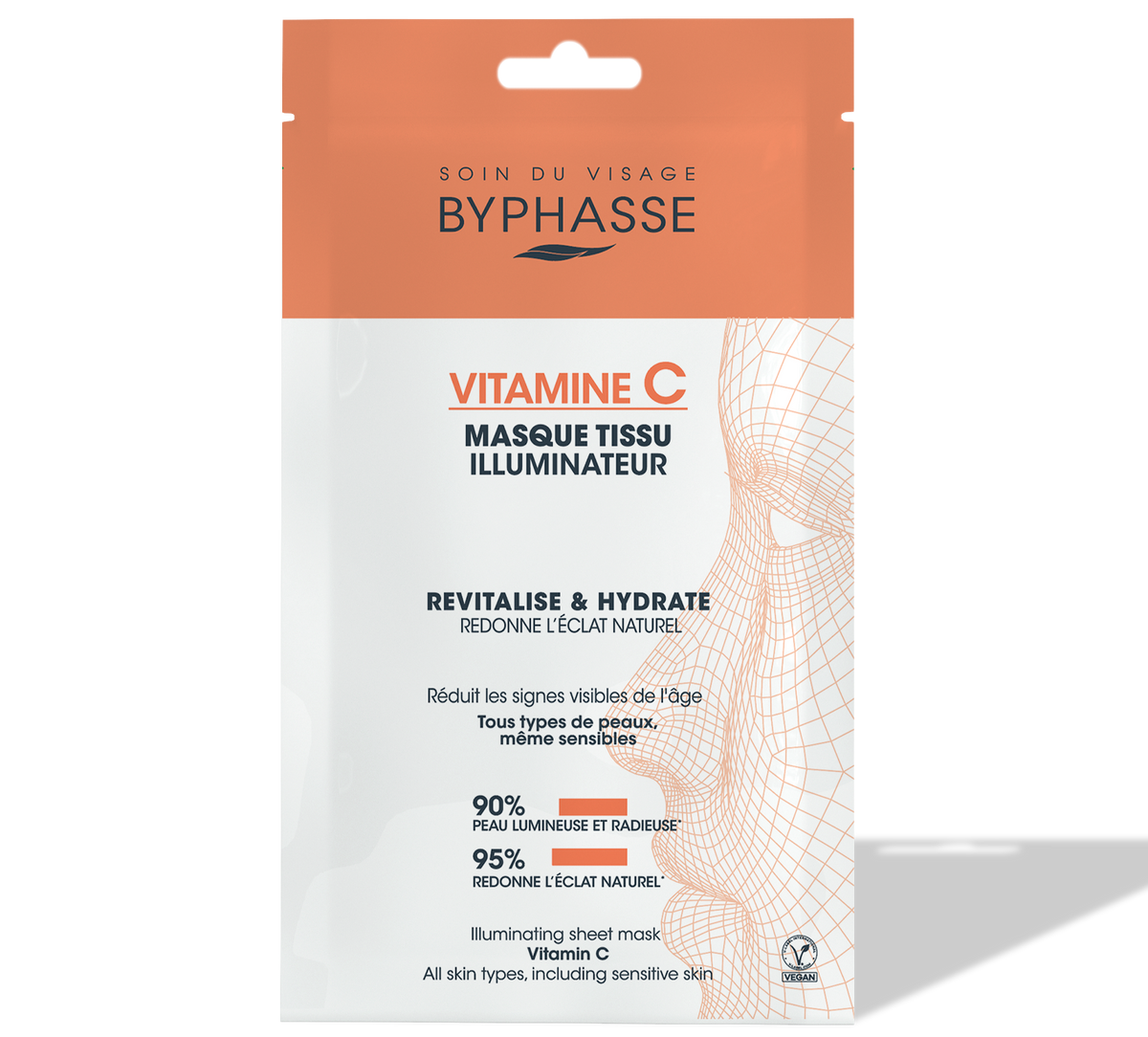 Byphasse MASQUE TISSU ILLUMINATEUR VITAMINE C SKIN BOOSTER 18ML JOUR ET NUIT