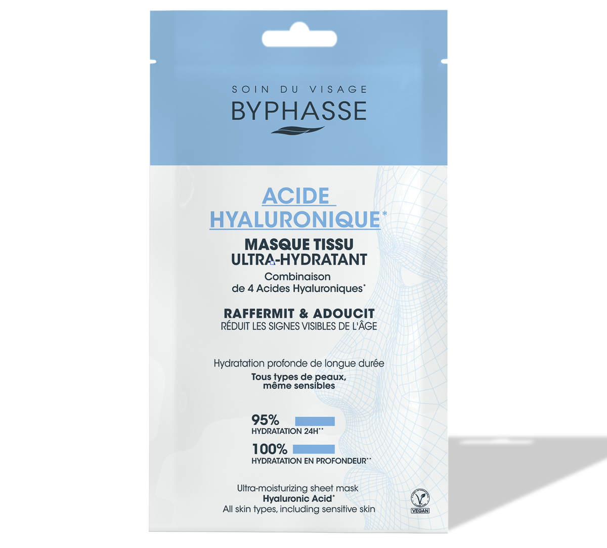 Byphasse MASQUE TISSU ULTRA-HYDRATANT ACIDE HYALURONIQUE SKIN BOOSTER 18ML JOUR ET NUIT